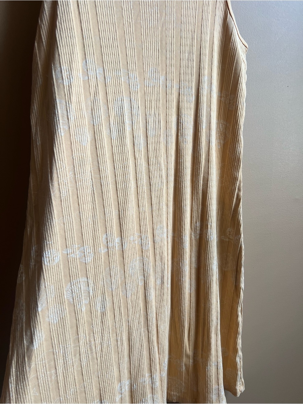 “Fresh Produce” yellow & white, lightweight ribbed cotton beach theme slip dress - Picture 10 of 13